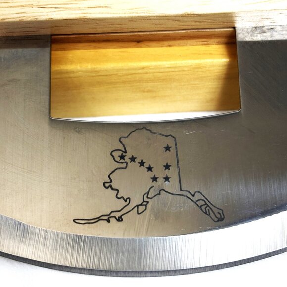 Alaskan Ulu Knife & Display Wood Stand and Handle - Picture 3 of 8